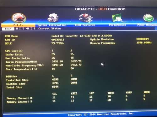 ****COMBO*** 4th Gen Core i3 -4330(3.5Ghz)  + Gigabyte  Mobo + 6GB ddr3 Ram