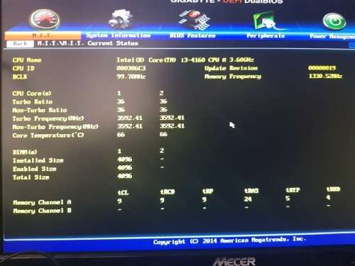 ****COMBO*** 4th Gen Core i3 -4160(3.6Ghz)  + Gigabyte  Mobo + 4GB ddr3 Ram + 250gb HDD