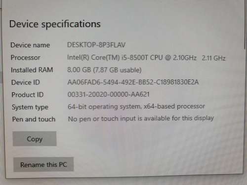 Like New Mini PC - 8th gen i5 + 8gb ram + 120gb ssd