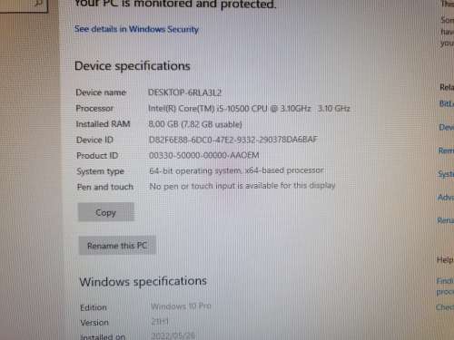 Tower - i5 10th gen + 8gb + 256gb ssd