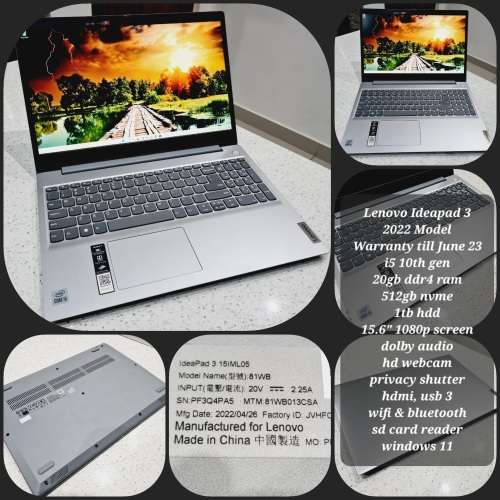 Ideapad i5 10th + 20gb ram + 512gb nvme + 1tb hdd