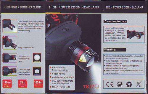 HIGH POWER ZOOM HEADLAMP batteries included