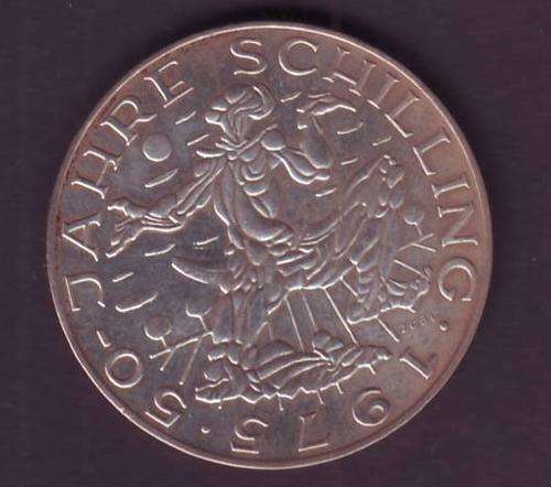AUSTRIA 1975 100 SHILLING  50 YEARS 23.8 GRAM SILVER