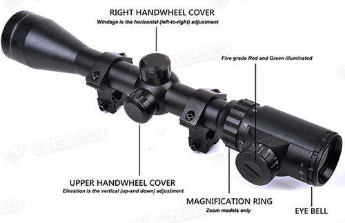 COMET 3 - 9 x 50 EG Illuminated Dusk and Dawn ( Red &  Green ) RIFLESCOPE with 2 mounts