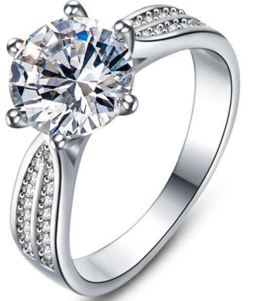 3CT Simulated Diamond Ring with Accents Engagement Ring - Size 6 fashion Jewellery