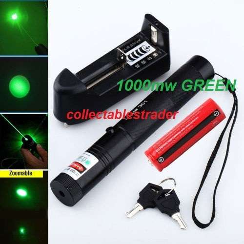 LASER POINTER 1000mw Green colour : 3.7v 4000mAH; Battery18650 & AC Charger & Key lock Special Price