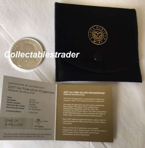 2017 SILVER KRUGERRAND R1-00 1oz  Coin Premium Uncirculated 50th Anniversary Commemorative