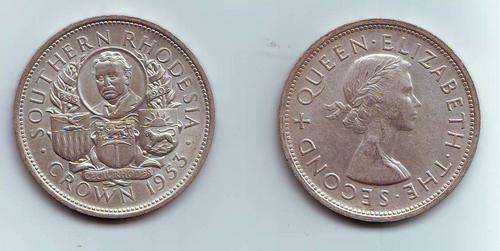Southern Rhodesia 1953 5/- SILVER unc crown
