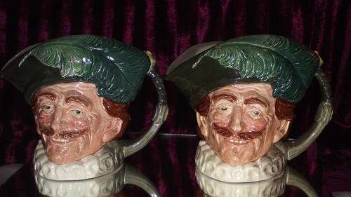 2 X "LARGE" Royal Doulton Character Toby Jug** THE CAVELIER ** 17 X 18CM BACK STAMP ''A'' MARK