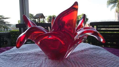 MURANO.** WOW** A BEAUTIFUL FIRE RED LARGE CENTER PIECE. 28 X 14CM HIGH