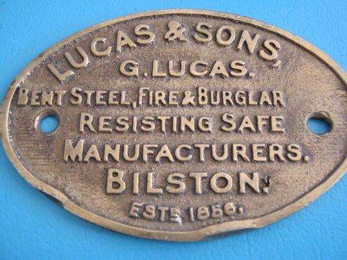 Brass safe sign (note dents on the bottom)