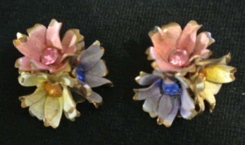Antique flower clip on earrings