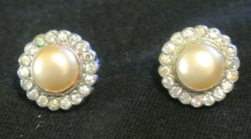 Antique mother of pearl clip on earrings