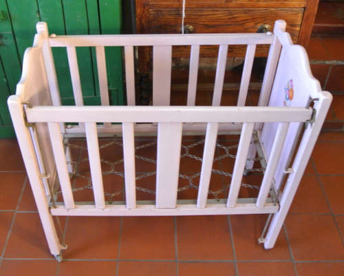 vintage wood doll cot 76.7x41x69.5cm