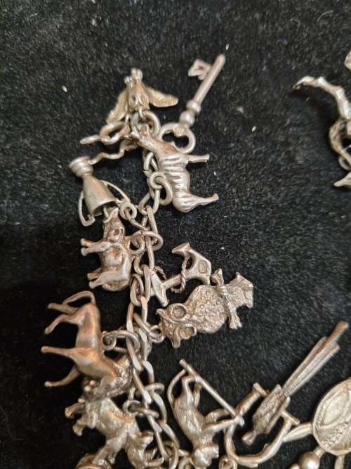 Antique silver charm bracelet