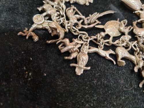 Antique silver charm bracelet
