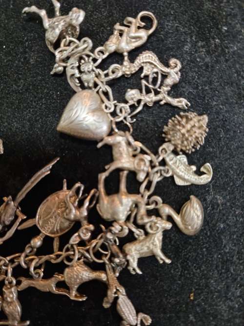 Antique silver charm bracelet