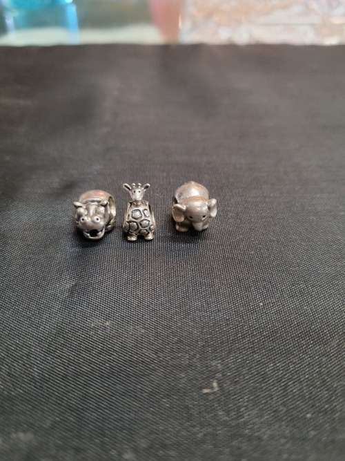 Three silver beads charms pandora