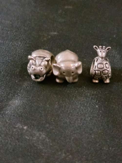 Three silver beads charms pandora