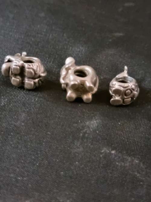 Three silver beads charms pandora
