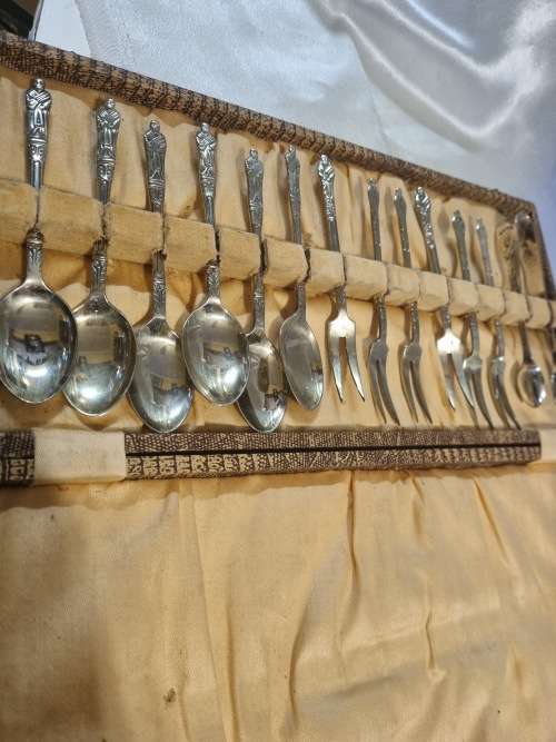 Apostle forks and spoos with sugar tongs