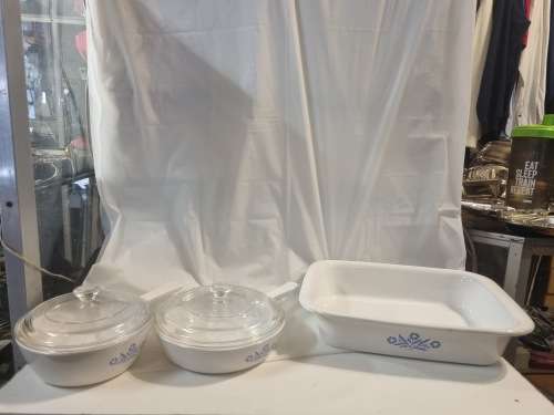 Blue and white corning ware