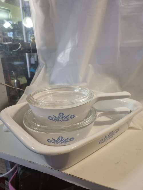 Blue and white corning ware