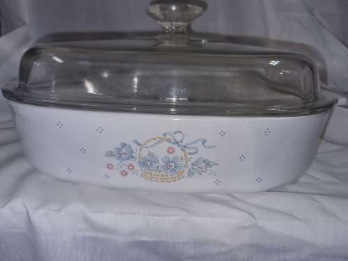 Antique  blue ribbon basket corningware