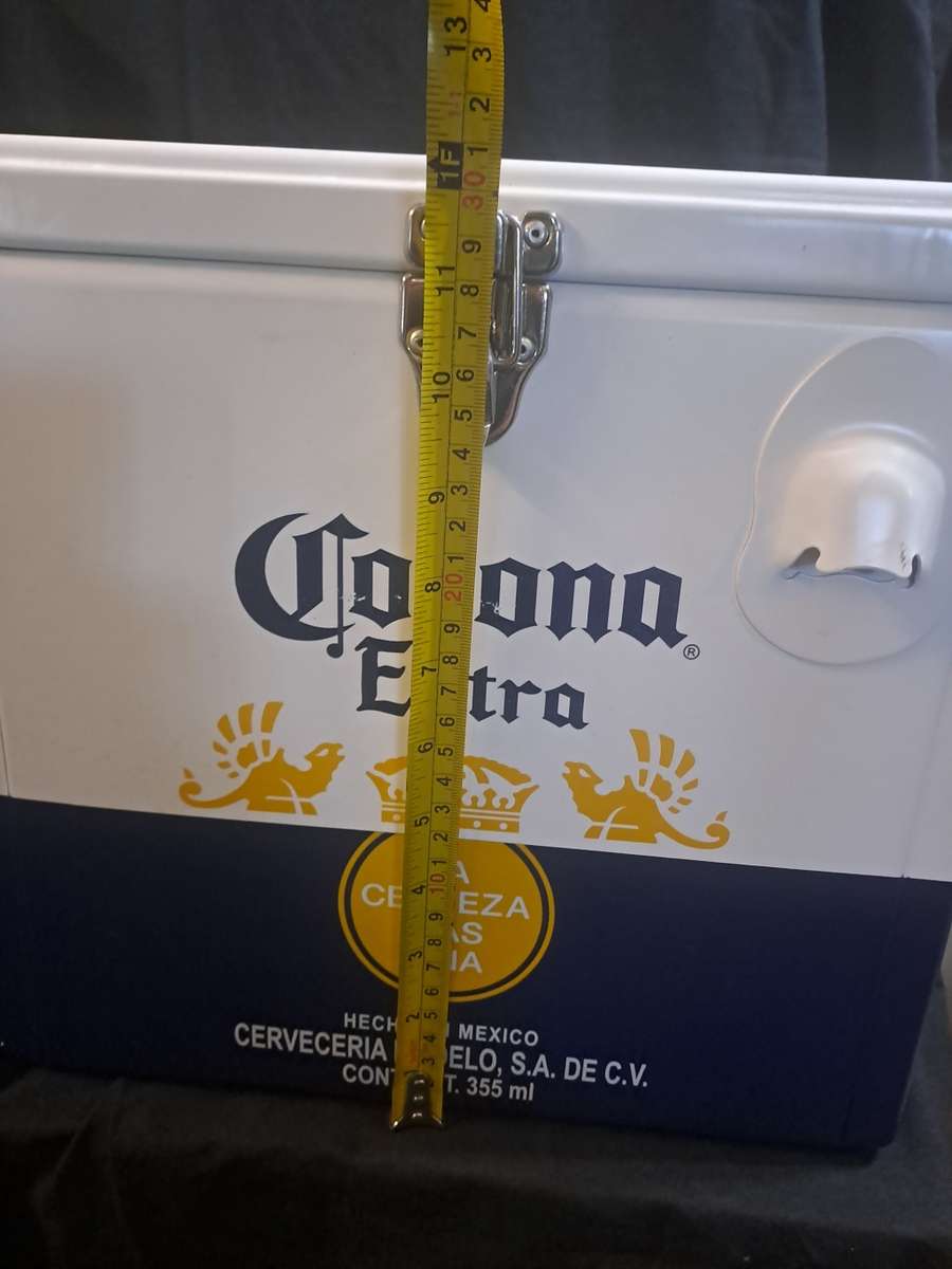 Corona metal rare cooler box with bottle opener