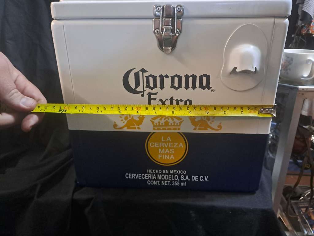 Corona metal rare cooler box with bottle opener