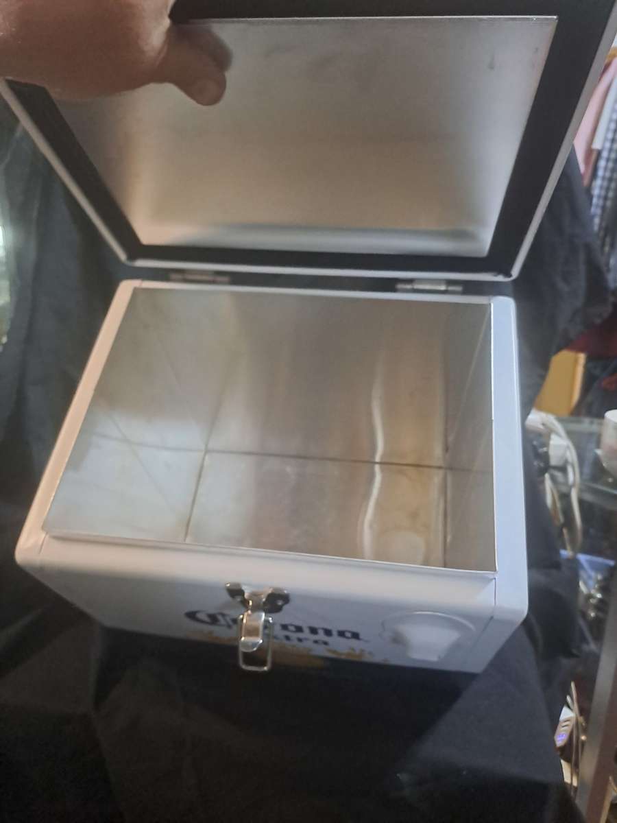 Corona metal rare cooler box with bottle opener