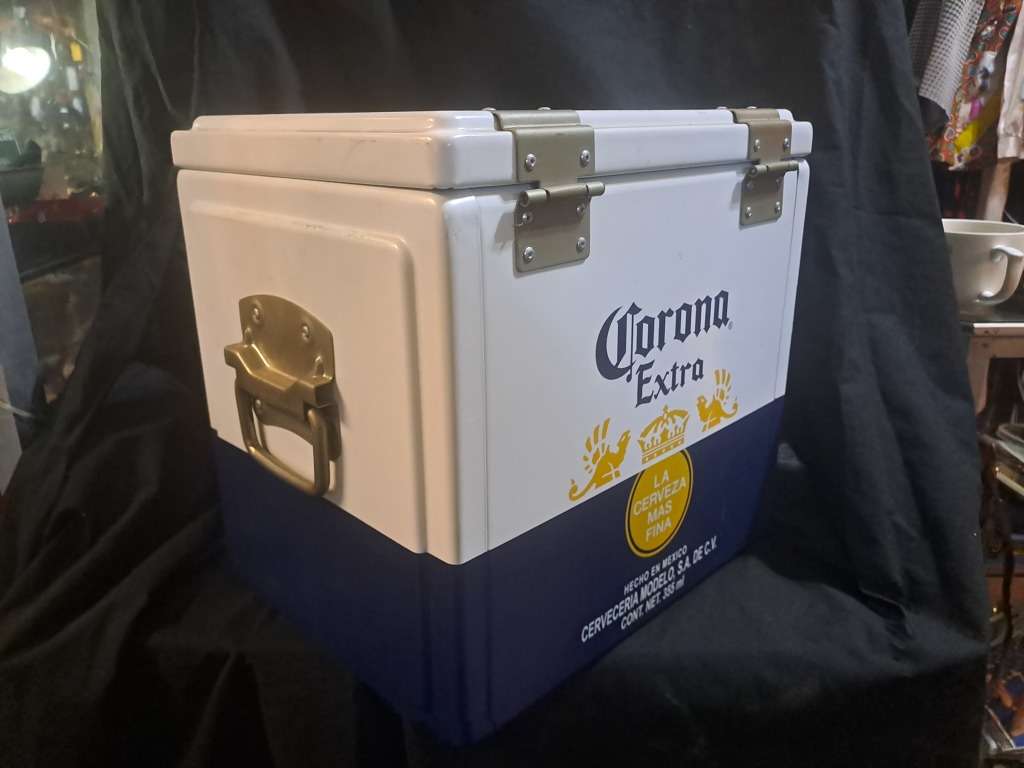 Corona metal rare cooler box with bottle opener