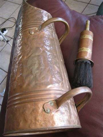 Copper fire bucket & Brush
