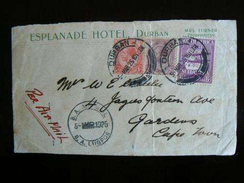 UNION OF S A  -POSTAL HISTORY - STAMPS AND CANC ON PIECE -1925