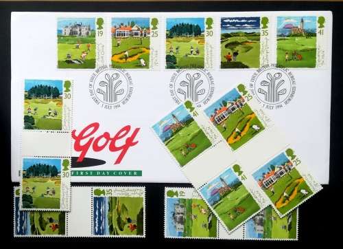 ST ANDREW'S (and others)GOLF GUTTER PAIRS + FDC