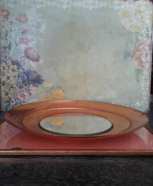 VINTAGE COPPER PLATE WITH MIRROR