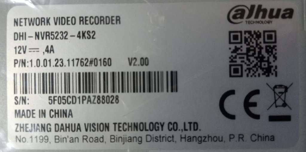 32CH Dahua NVR with 2TB Dell EMC HDD - DHI-NVR5232-4KS2