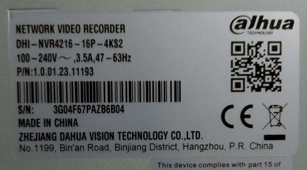 16 Channel Dahua NVR with 2TB HDD - DHI-NVR4216-16P-4KS2