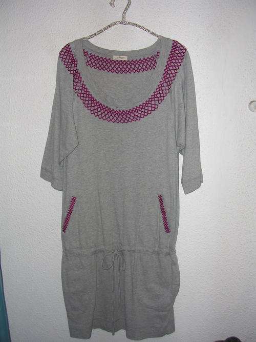 Grey Leisure Dress with Purple Embroidery Size : 32/34