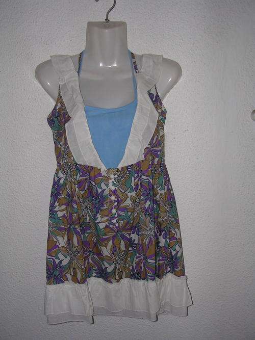 Vintage Deep V Top With Sky Blue Vest (2 PCS) Size:32/34