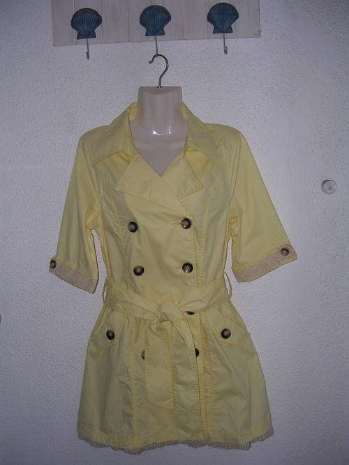 Chic Pastel Yellow Trench Coat Size : 32/34