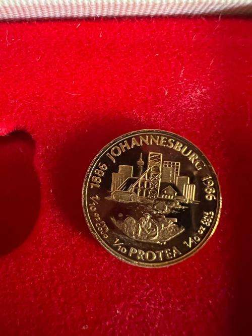 1986 Gold Proof Protea 1/10oz - JHB Centenary - Mintage 5212