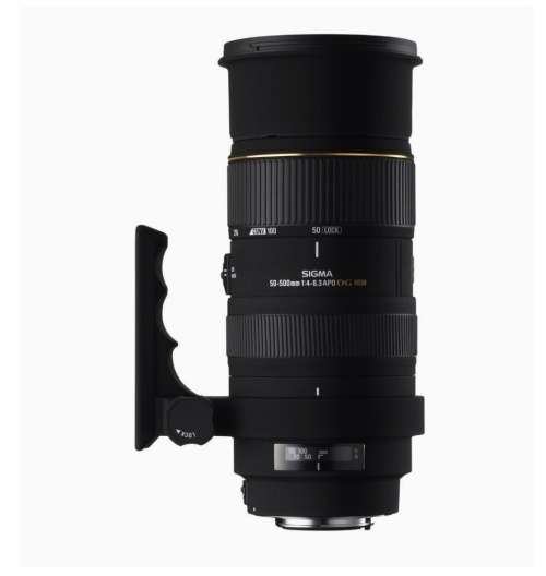 Sigma APO 50-500mm f4-6.3 EX DG HSM Lens for Canon digital SLR camers.
