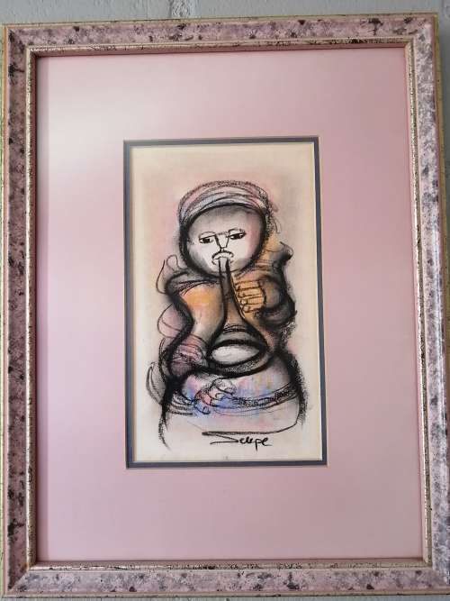 Pair of equisite Daniel Selepe Sketches - Original Collectible Art