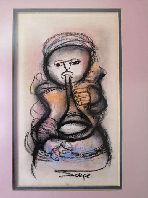 Pair of equisite Daniel Selepe Sketches - Original Collectible Art