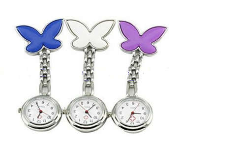 Stainless Steel Nurses Watch with Butterfly Motive