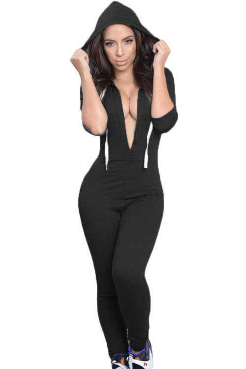 STYLISH HOODED WITH DRAW STRING JUMPSUIT
