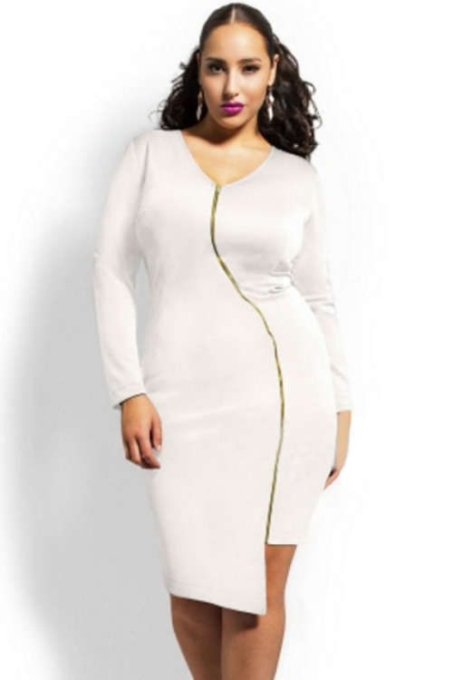 **PLUS SIZE** SEXY ZIP FRONT DETAIL DRESS