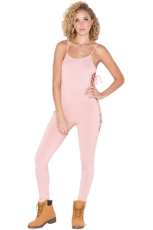 LOVELY LACE UP DETAIL JUMPSUIT