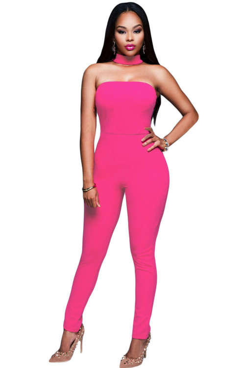 SULTRY STRAPLESS CHOKER DETAIL JUMPSUIT